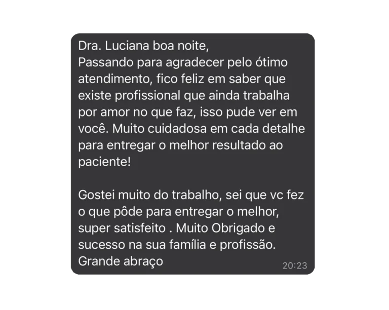 Depoimento 5 de paciente da Dra. Luciana Pedersoli