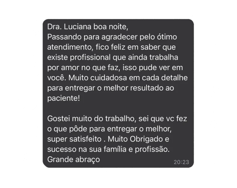 Depoimento 1 de paciente da Dra. Luciana Pedersoli